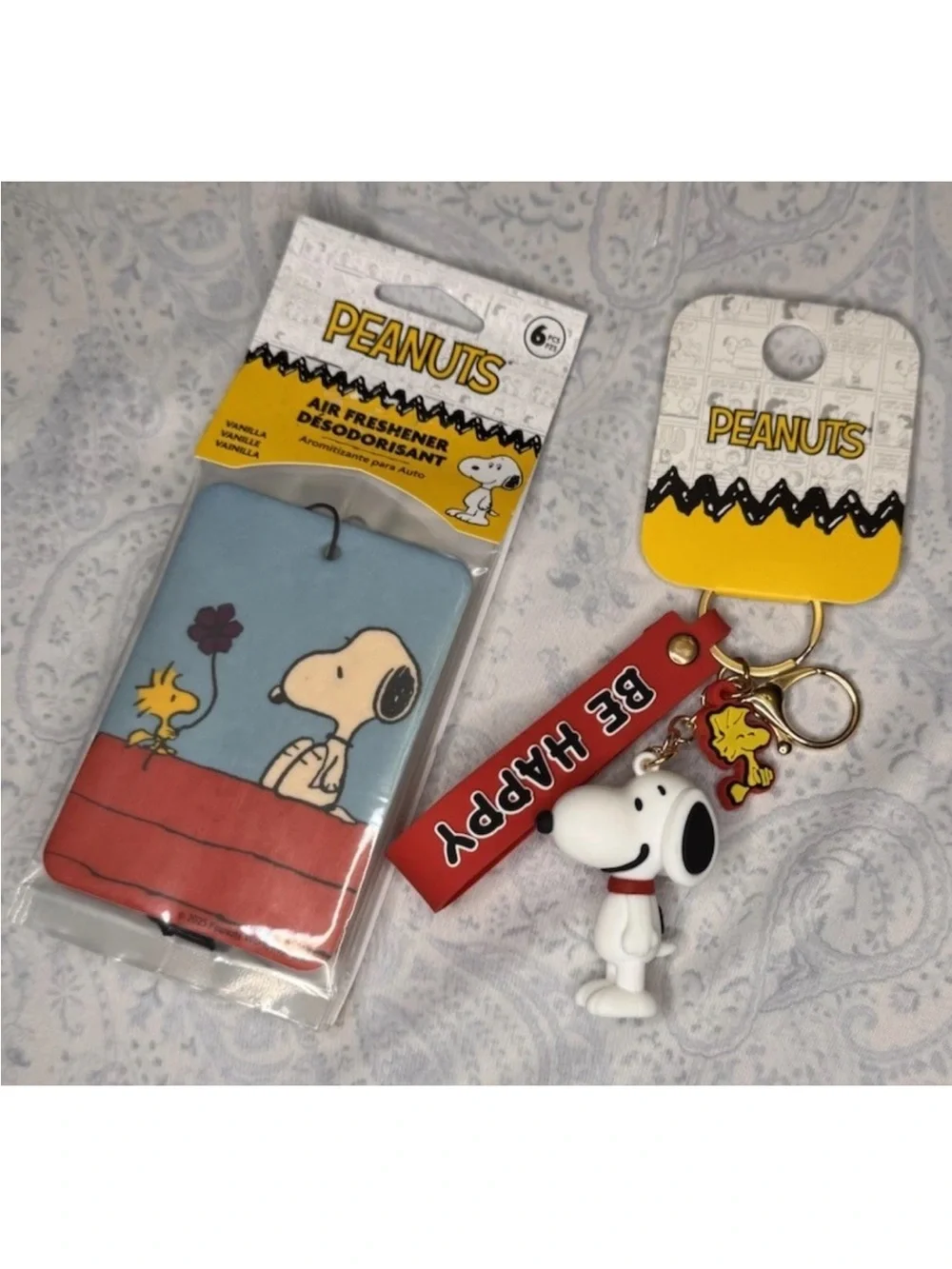Peanuts Snoopy Keyring Wristlet and Car Air Freshener 6 Pack